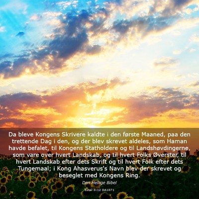 Picture 03 - Ester 3:12 DA1871 - Da bleve Kongens Skrivere kaldte i den første - Bible Verse Picture