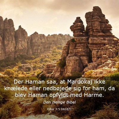 Picture 03 - Ester 3:5 DA1871 - Der Haman saa, at Mardokaj ikke knælede eller - Bible Verse Picture