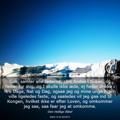 Picture 03 - Ester 4:16 DA1871 - Gak, samler alle Jøderne, som findes i Susan, og - Bible Verse Picture