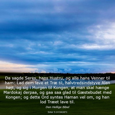 Picture 03 - Ester 5:14 DA1871 - Da sagde Seres, hans Hustru, og alle hans Venner - Bible Verse Picture