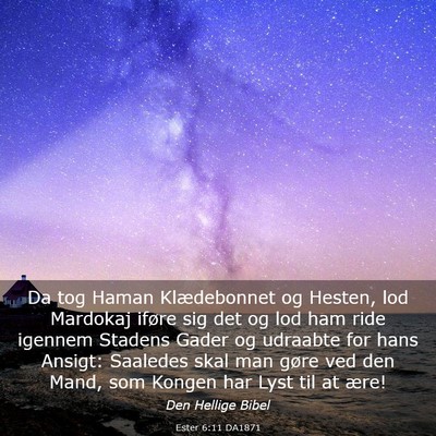 Picture 03 - Ester 6:11 DA1871 - Da tog Haman Klædebonnet og Hesten, lod Mardokaj - Bible Verse Picture