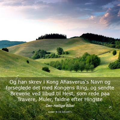 Picture 03 - Ester 8:10 DA1871 - Og han skrev i Kong Ahasverus's Navn og - Bible Verse Picture