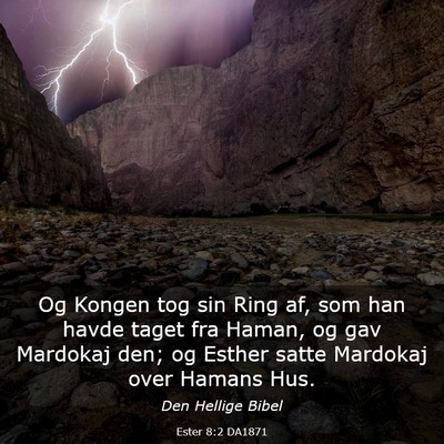 Picture 03 - Ester 8:2 DA1871 - Og Kongen tog sin Ring af, som han havde taget - Bible Verse Picture