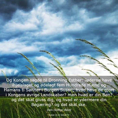 Picture 03 - Ester 9:12 DA1871 - Og Kongen sagde til Dronning Esther: Jøderne - Bible Verse Picture