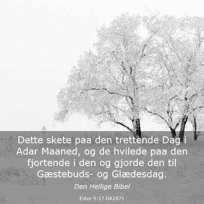 Picture 03 - Ester 9:17 DA1871 - Dette skete paa den trettende Dag i Adar Maaned, - Bible Verse Picture
