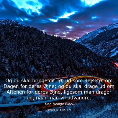 Picture 03 - Ezekiel 12:4 DA1871 - Og du skal bringe dit Tøj ud som Rejsetøj om - Bible Verse Picture
