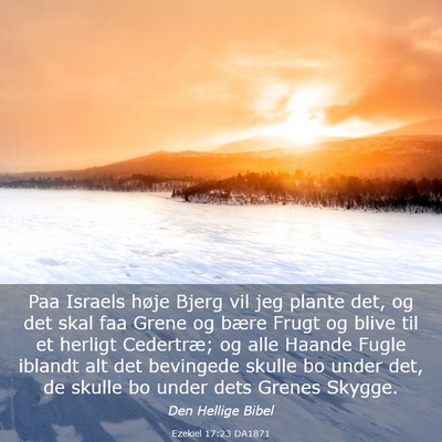 Picture 03 - Ezekiel 17:23 DA1871 - Paa Israels høje Bjerg vil jeg plante det, og - Bible Verse Picture