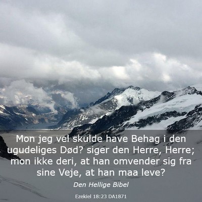Picture 03 - Ezekiel 18:23 DA1871 - Mon jeg vel skulde have Behag i den ugudeliges - Bible Verse Picture