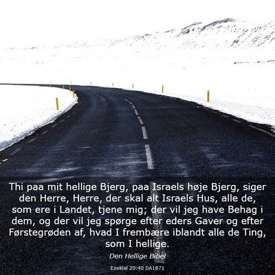 Picture 03 - Ezekiel 20:40 DA1871 - Thi paa mit hellige Bjerg, paa Israels høje - Bible Verse Picture