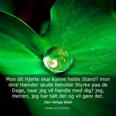 Picture 03 - Ezekiel 22:14 DA1871 - Mon dit Hjerte skal kunne holde Stand? mon dine - Bible Verse Picture