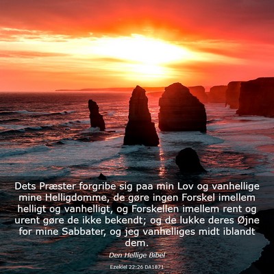 Picture 03 - Ezekiel 22:26 DA1871 - Dets Præster forgribe sig paa min Lov og - Bible Verse Picture