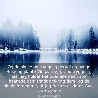 Picture 03 - Ezekiel 28:26 DA1871 - Og de skulle bo tryggelig derudi og bygge Huse og - Bible Verse Picture