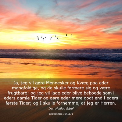Picture 03 - Ezekiel 36:11 DA1871 - Ja, jeg vil gøre Mennesker og Kvæg paa eder - Bible Verse Picture