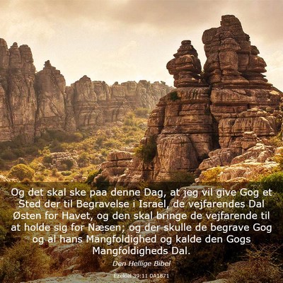 Picture 03 - Ezekiel 39:11 DA1871 - Og det skal ske paa denne Dag, at jeg vil give - Bible Verse Picture