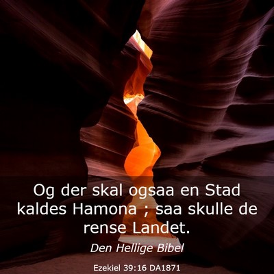 Picture 03 - Ezekiel 39:16 DA1871 - Og der skal ogsaa en Stad kaldes Hamona ; saa - Bible Verse Picture