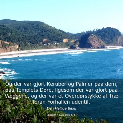 Picture 03 - Ezekiel 41:25 DA1871 - Og der var gjort Keruber og Palmer paa dem, paa - Bible Verse Picture