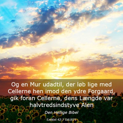 Picture 03 - Ezekiel 42:7 DA1871 - Og en Mur udadtil, der løb lige med Cellerne hen - Bible Verse Picture