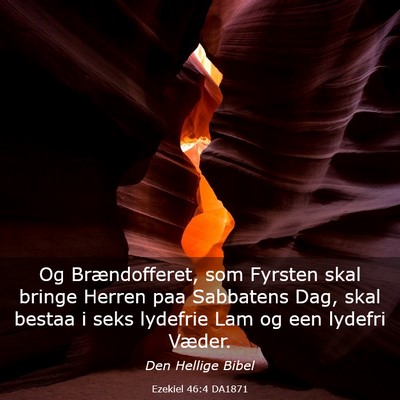 Picture 03 - Ezekiel 46:4 DA1871 - Og Brændofferet, som Fyrsten skal bringe Herren - Bible Verse Picture