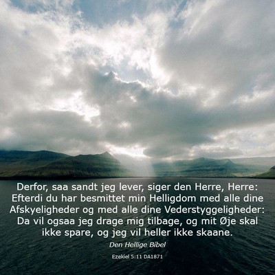 Picture 03 - Ezekiel 5:11 DA1871 - Derfor, saa sandt jeg lever, siger den Herre, - Bible Verse Picture