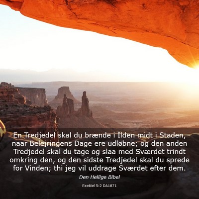 Picture 03 - Ezekiel 5:2 DA1871 - En Tredjedel skal du brænde i Ilden midt i - Bible Verse Picture