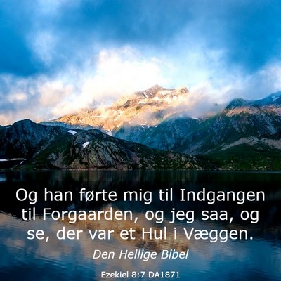 Picture 03 - Ezekiel 8:7 DA1871 - Og han førte mig til Indgangen til Forgaarden, - Bible Verse Picture