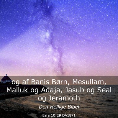 Picture 03 - Ezra 10:29 DA1871 - og af Banis Børn, Mesullam, Malluk og Adaja, - Bible Verse Picture