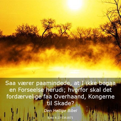 Picture 03 - Ezra 4:22 DA1871 - Saa værer paamindede, at I ikke begaa en - Bible Verse Picture