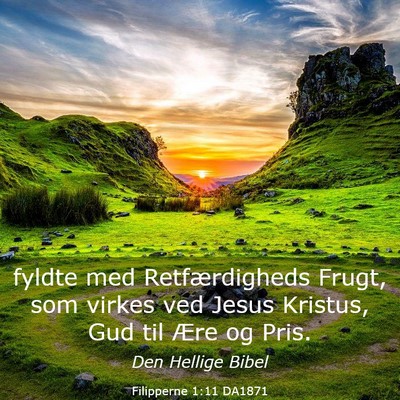 Picture 03 - Filipperne 1:11 DA1871 - fyldte med Retfærdigheds Frugt, som virkes ved - Bible Verse Picture