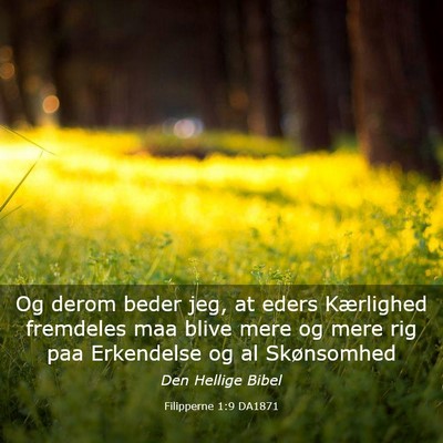 Picture 03 - Filipperne 1:9 DA1871 - Og derom beder jeg, at eders Kærlighed fremdeles - Bible Verse Picture
