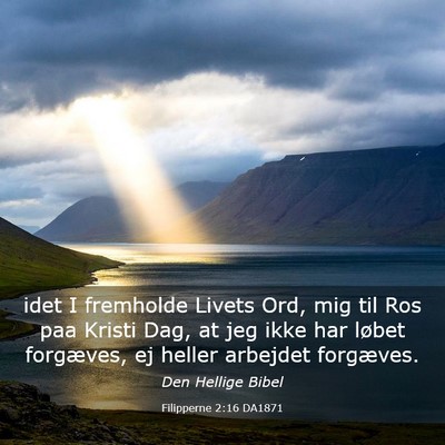 Picture 03 - Filipperne 2:16 DA1871 - idet I fremholde Livets Ord, mig til Ros paa - Bible Verse Picture