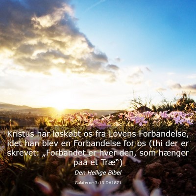 Picture 03 - Galaterne 3:13 DA1871 - Kristus har løskøbt os fra Lovens Forbandelse, - Bible Verse Picture