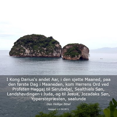 Picture 03 - Haggaj 1:1 DA1871 - I Kong Darius's andet Aar, i den sjette Maaned, - Bible Verse Picture