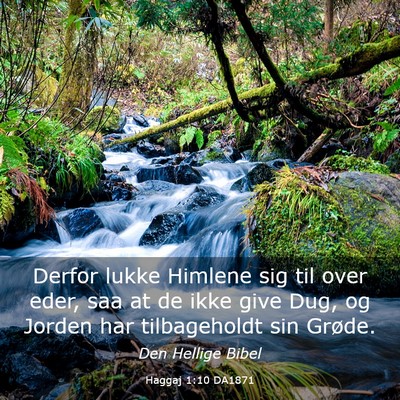 Picture 03 - Haggaj 1:10 DA1871 - Derfor lukke Himlene sig til over eder, saa at de - Bible Verse Picture