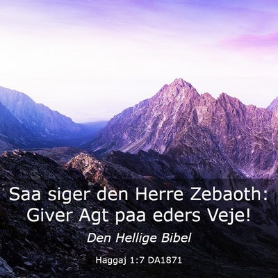 Picture 03 - Haggaj 1:7 DA1871 - Saa siger den Herre Zebaoth: Giver Agt paa eders - Bible Verse Picture