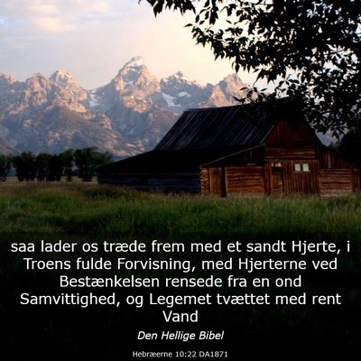 Picture 03 - Hebræerne 10:22 DA1871 - saa lader os træde frem med et sandt Hjerte, i - Bible Verse Picture