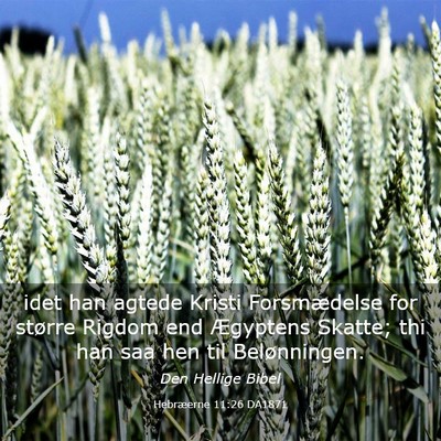 Picture 03 - Hebræerne 11:26 DA1871 - idet han agtede Kristi Forsmædelse for større - Bible Verse Picture