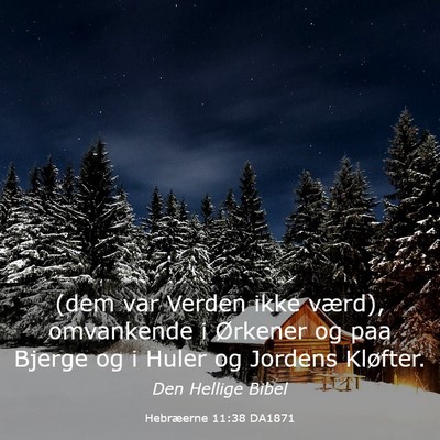 Picture 03 - Hebræerne 11:38 DA1871 - (dem var Verden ikke værd), omvankende i - Bible Verse Picture