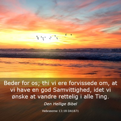 Picture 03 - Hebræerne 13:18 DA1871 - Beder for os; thi vi ere forvissede om, at vi - Bible Verse Picture