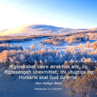 Picture 03 - Hebræerne 13:4 DA1871 - Ægteskabet være æret hos alle, og Ægtesengen - Bible Verse Picture