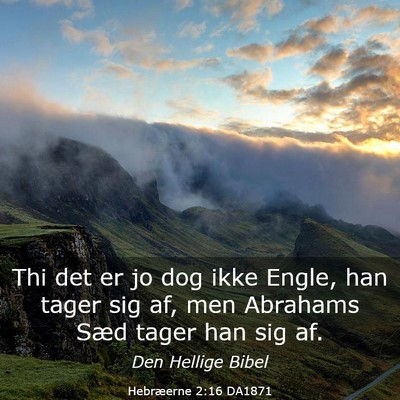 Picture 03 - Hebræerne 2:16 DA1871 - Thi det er jo dog ikke Engle, han tager sig af, - Bible Verse Picture