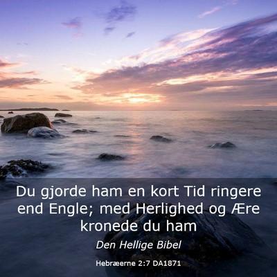 Picture 03 - Hebræerne 2:7 DA1871 - Du gjorde ham en kort Tid ringere end Engle; med - Bible Verse Picture