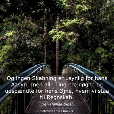 Picture 03 - Hebræerne 4:13 DA1871 - Og ingen Skabning er usynlig for hans Aasyn; men - Bible Verse Picture
