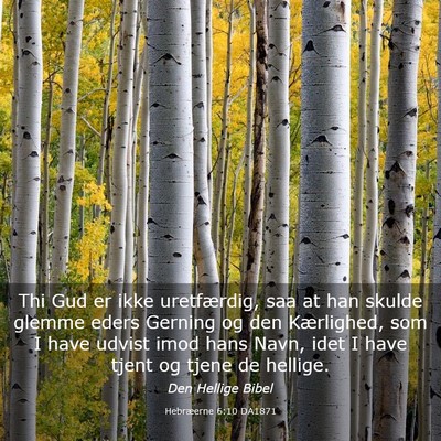 Picture 03 - Hebræerne 6:10 DA1871 - Thi Gud er ikke uretfærdig, saa at han skulde - Bible Verse Picture
