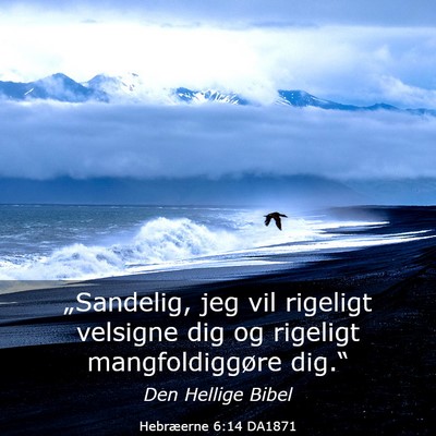 Picture 03 - Hebræerne 6:14 DA1871 - „Sandelig, jeg vil rigeligt velsigne dig og - Bible Verse Picture