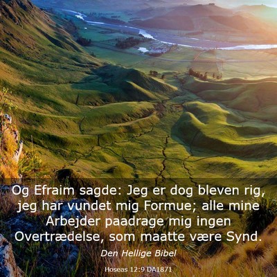 Picture 03 - Hoseas 12:9 DA1871 - Og Efraim sagde: Jeg er dog bleven rig, jeg har - Bible Verse Picture