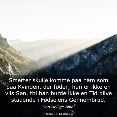 Picture 03 - Hoseas 13:13 DA1871 - Smerter skulle komme paa ham som paa Kvinden, der - Bible Verse Picture