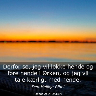 Picture 03 - Hoseas 2:14 DA1871 - Derfor se, jeg vil lokke hende og føre hende i - Bible Verse Picture
