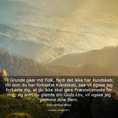 Picture 03 - Hoseas 4:6 DA1871 - Til Grunde gaar mit Folk, fordi det ikke har - Bible Verse Picture