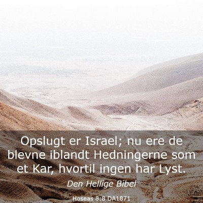 Picture 03 - Hoseas 8:8 DA1871 - Opslugt er Israel; nu ere de blevne iblandt - Bible Verse Picture