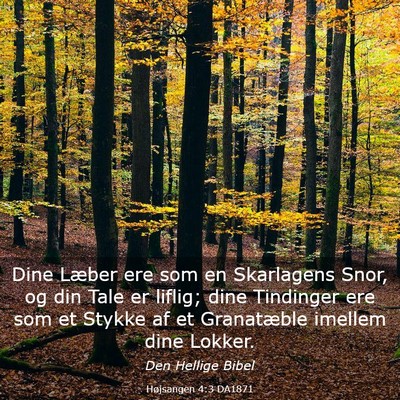 Picture 03 - Højsangen 4:3 DA1871 - Dine Læber ere som en Skarlagens Snor, og din - Bible Verse Picture